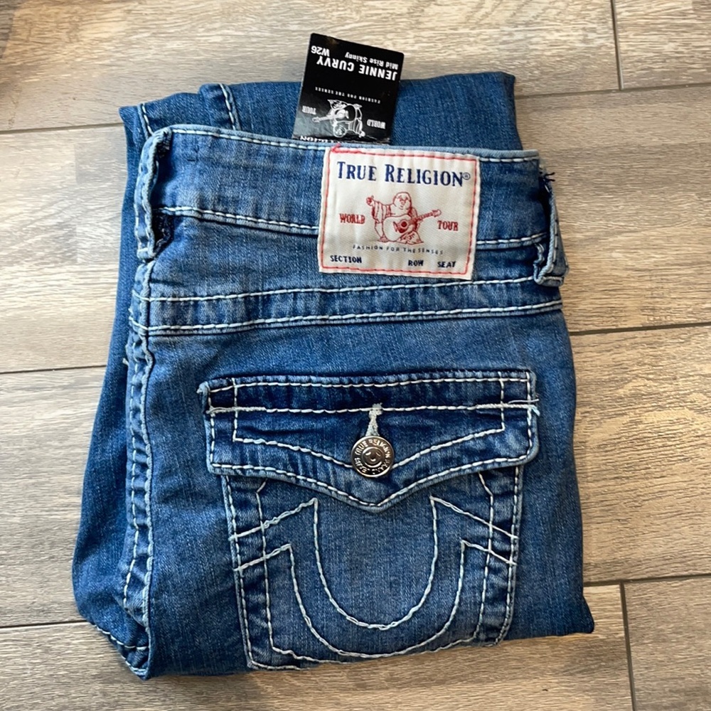 NWT True Religion Jennie Curvy mid rise skinny jeans size 26